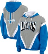 WEAR by Erin Andrews Women's WEAR by Erin Andrews Blue/Silver Detroit Lions Retro Crinkle Full-Zip Hoodie Windbreaker