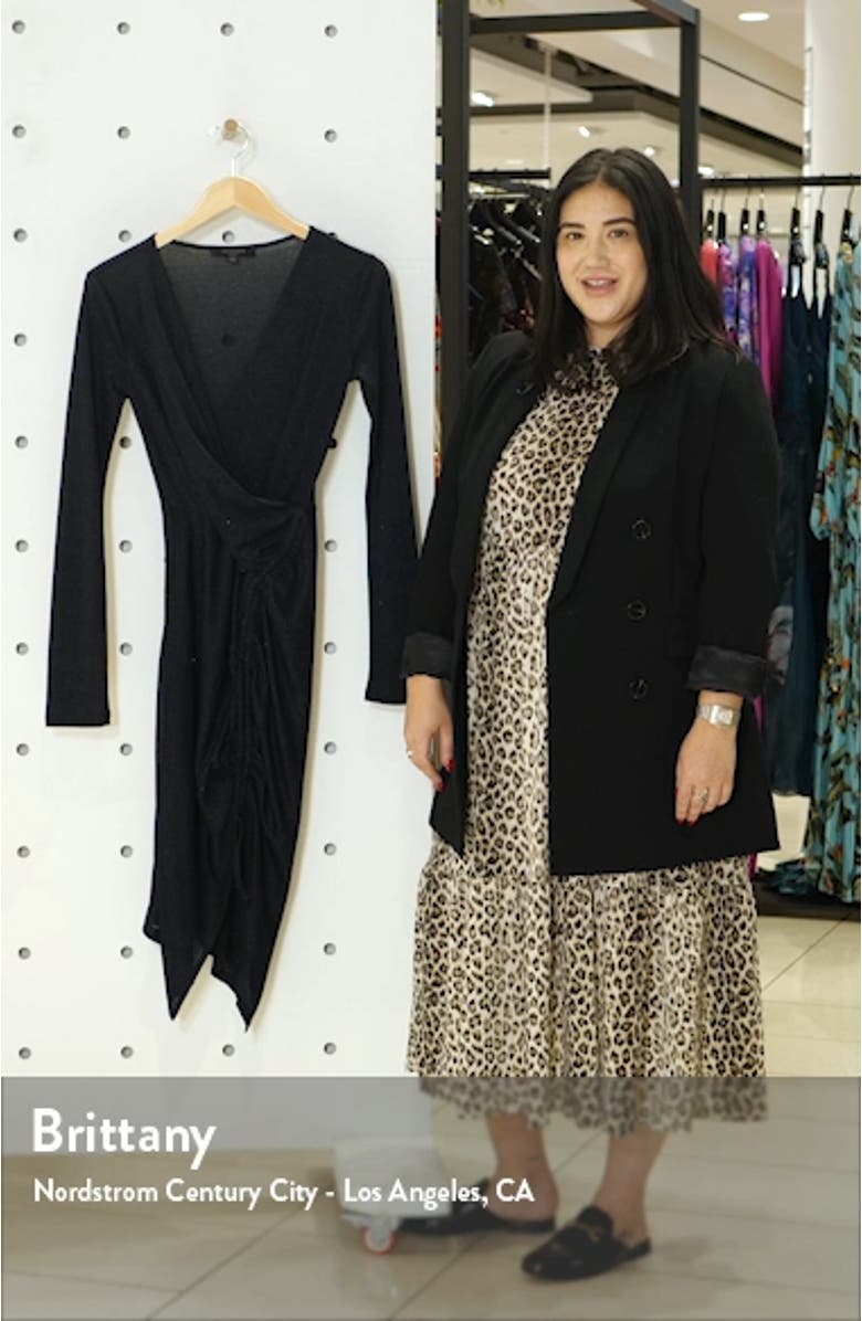 Rina Glitz Drawstring Long Sleeve Wrap Dress, sales video thumbnail