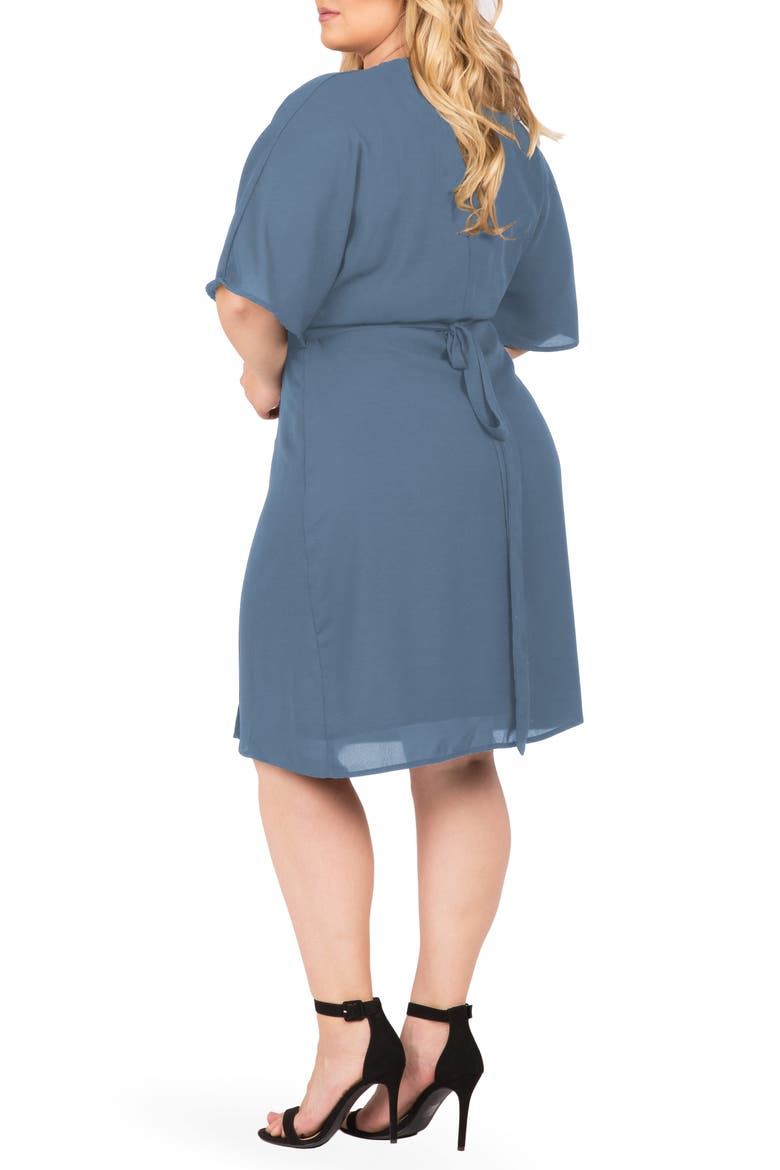 Candice Georgette Wrap Dress, Alternate, color, SLATE