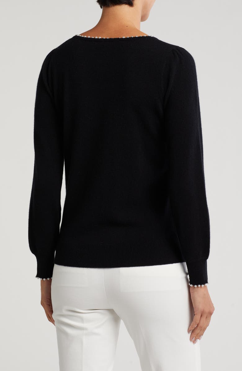Sofia Cashmere Imitation Pearl Cashmere Crewneck Sweater, Alternate, color, 