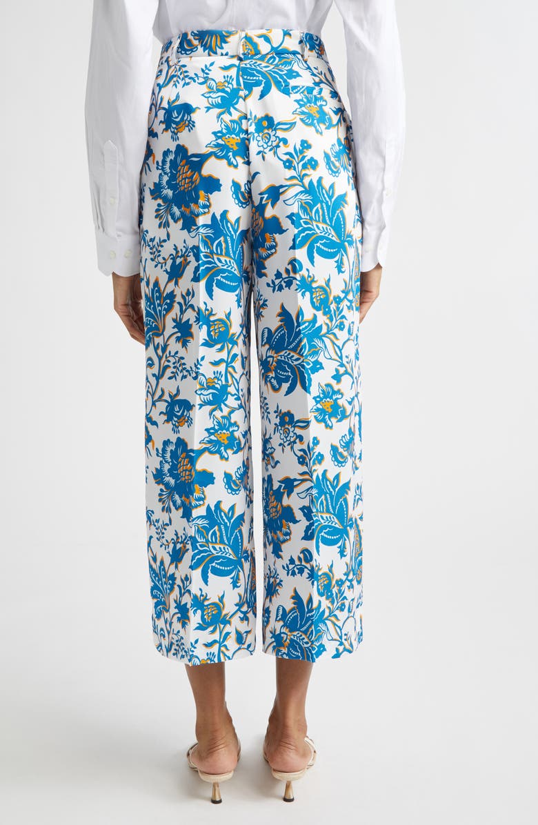 Etro Floral Print Crop Wide Leg Pants, Alternate, color, Print On White Base