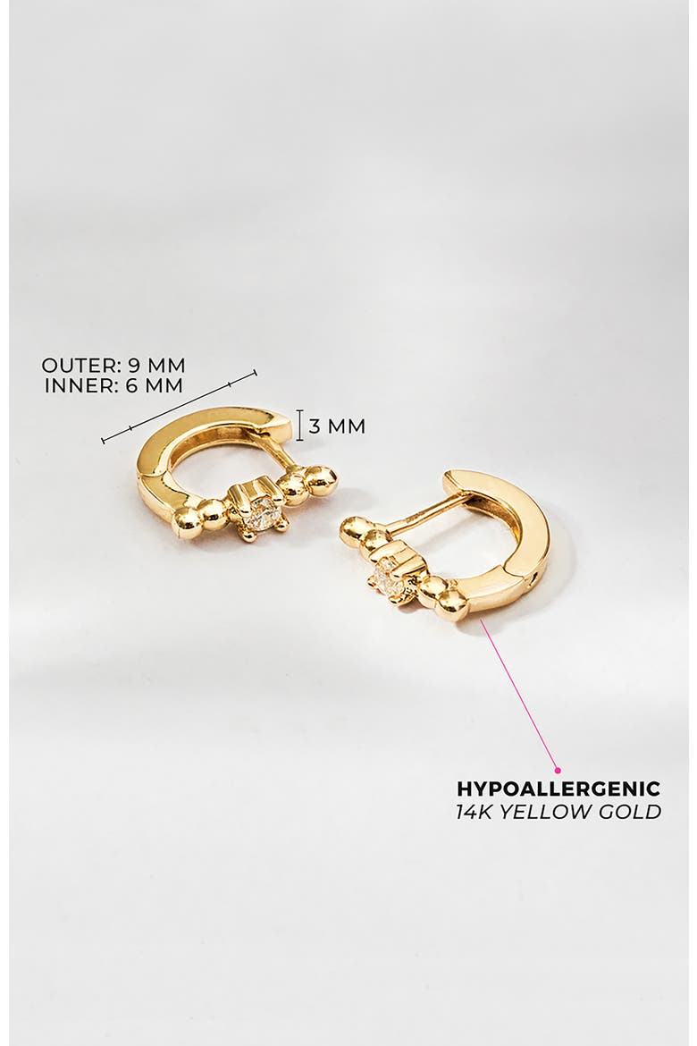 14k Polished Front Cubic Zirconia Hoops, Alternate, color, Gold