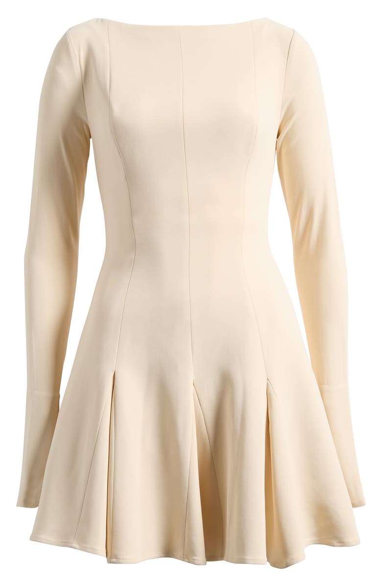 HOUSE OF CB Francesca Long Sleeve Godet Hem Minidress, Alternate, color, Vintage Cream
