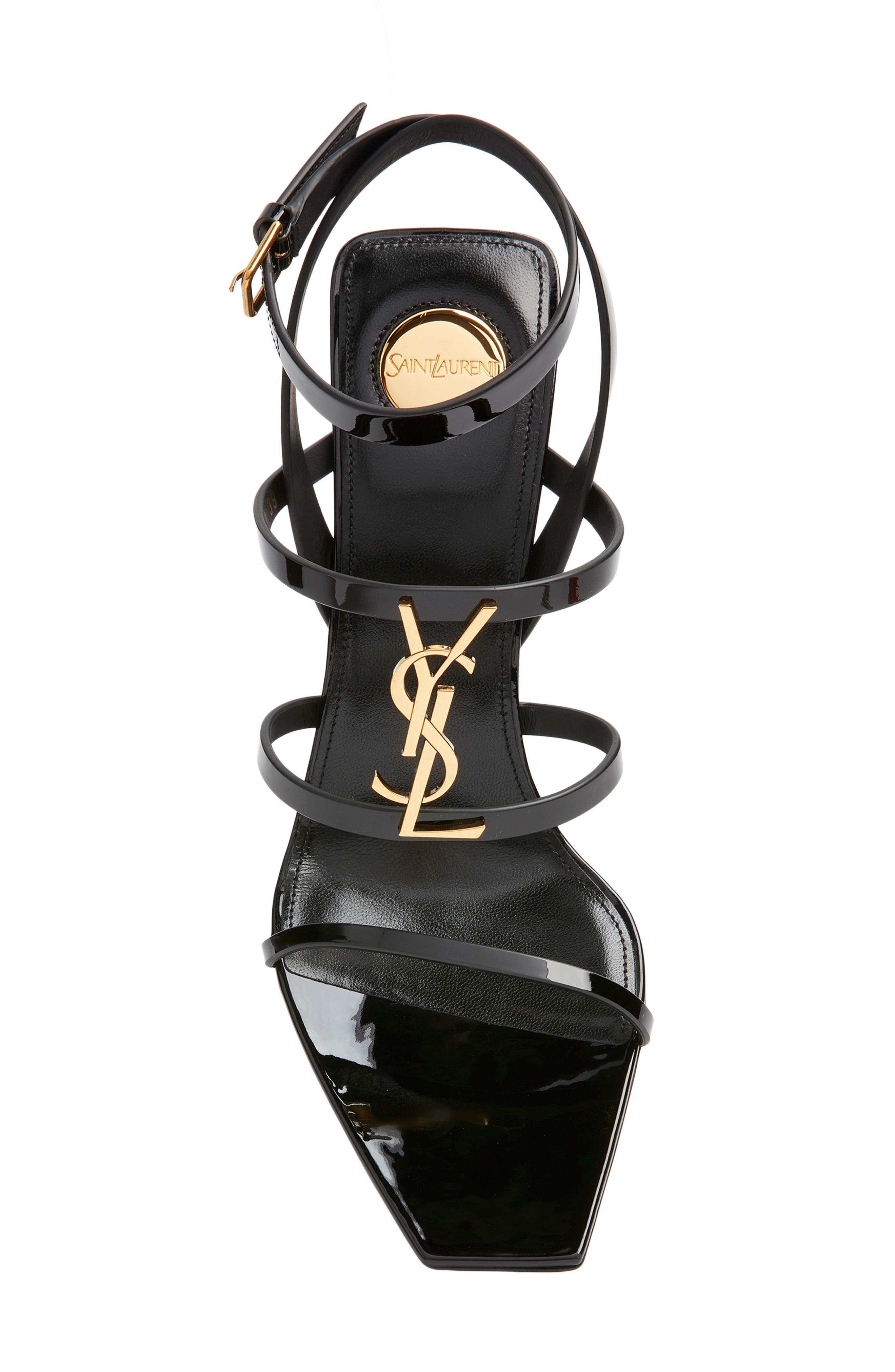 Saint Laurent Cassandra Sandal, Alternate, color, Noir