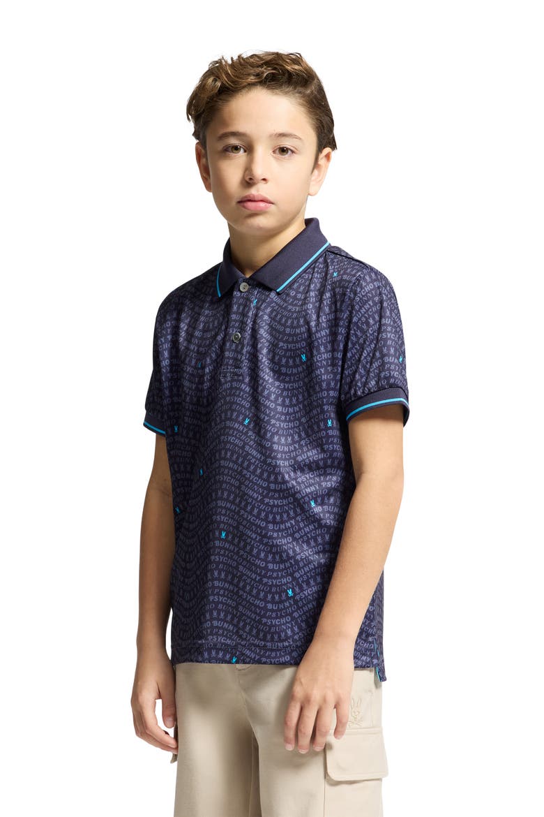 Kids' Winston Logo Print Piqué Polo, Alternate, color, EVENING BLUE