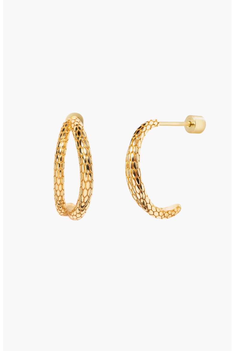 Snake Double Hoop Earrings, Main, color, Gold