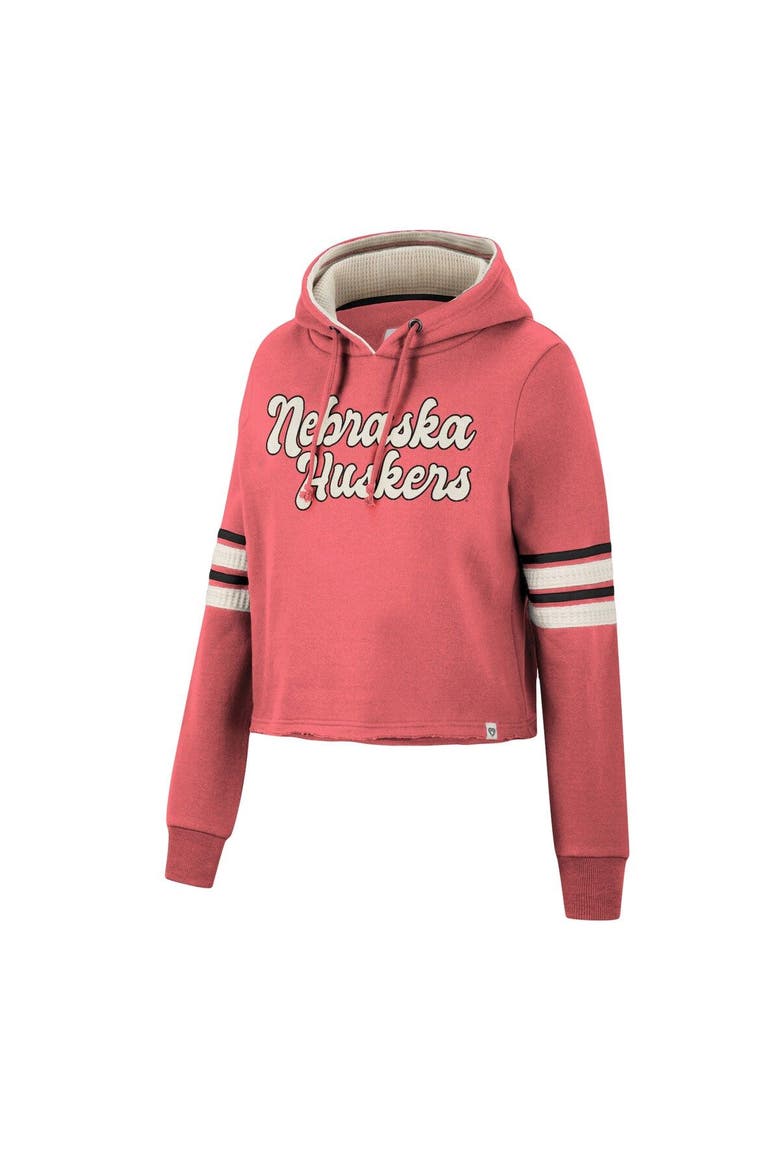 Women's Colosseum Scarlet Nebraska Huskers Retro Cropped Pullover Hoodie, Alternate, color, Scarlet