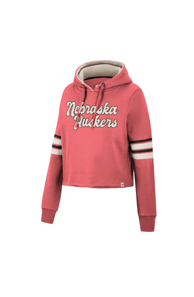 COLOSSEUM Women's Colosseum Scarlet Nebraska Huskers Retro Cropped Pullover Hoodie, Alternate, color, 