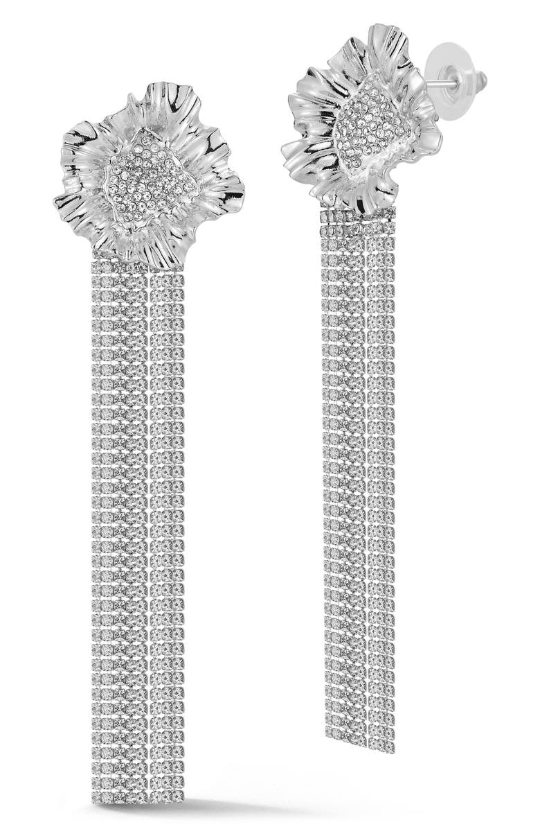 SPHERA MILANO Flower Drop Earrings, Main, color, Silver