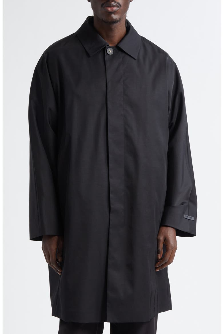 Nylon & Wool Car Coat, Main, color, BLACK