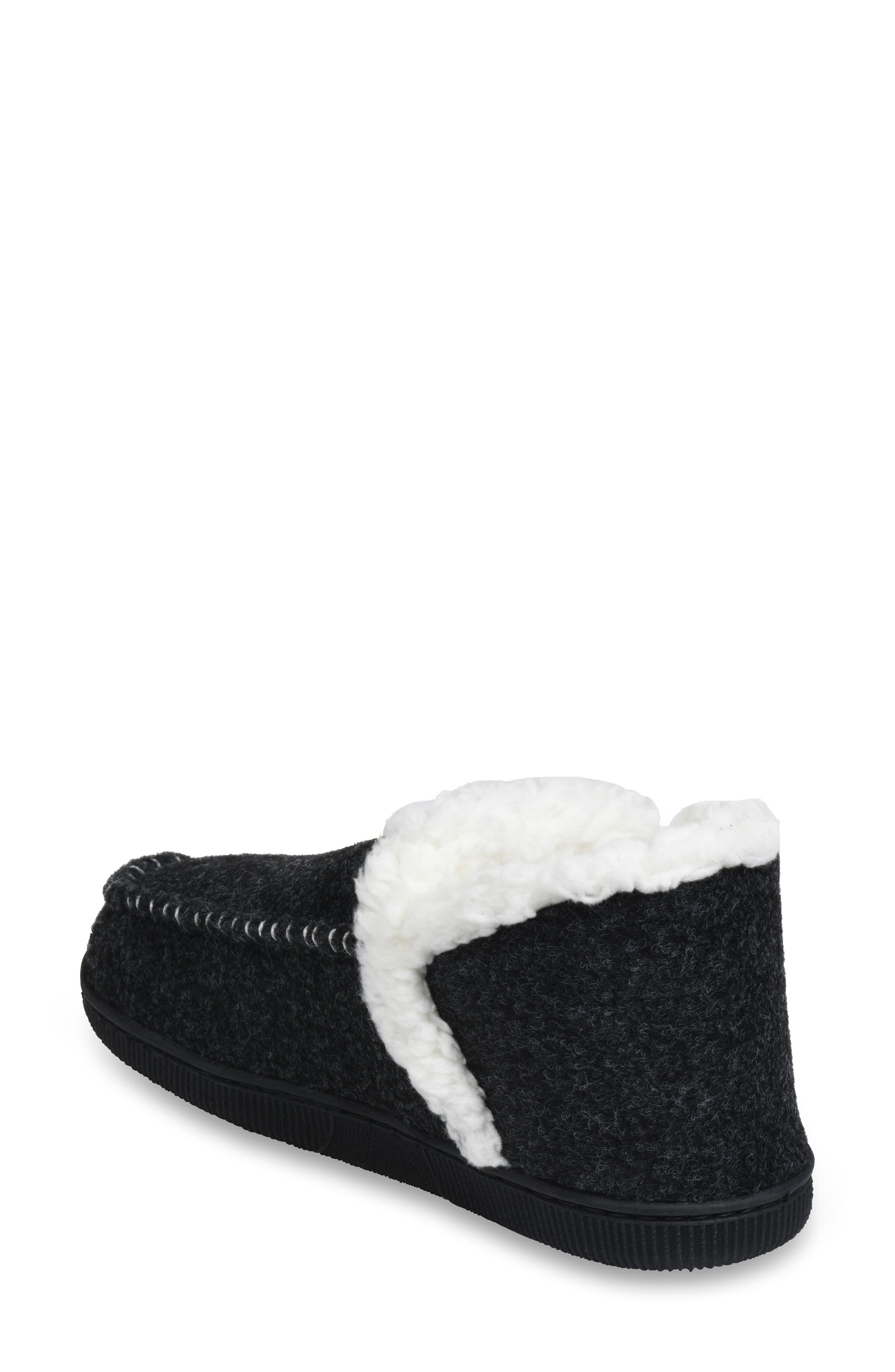 GAAHUU Faux Fur Moc Toe Slipper, Alternate, color, Black