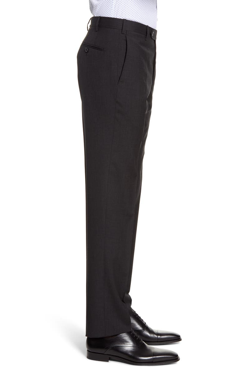 Zanella Parker Flat Front Solid Wool Dress Pants, Alternate, color, 