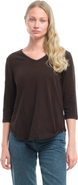 WILT Clothing 3/4 Sleeve V-Neck Shirttail Tee With Raw Hem Top