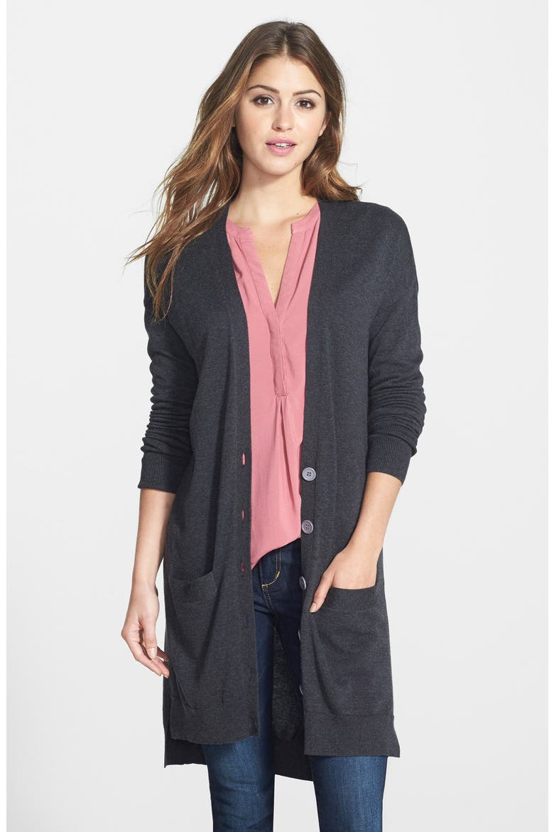 Long Cardigan, Main, color, HEATHER CHARCOAL