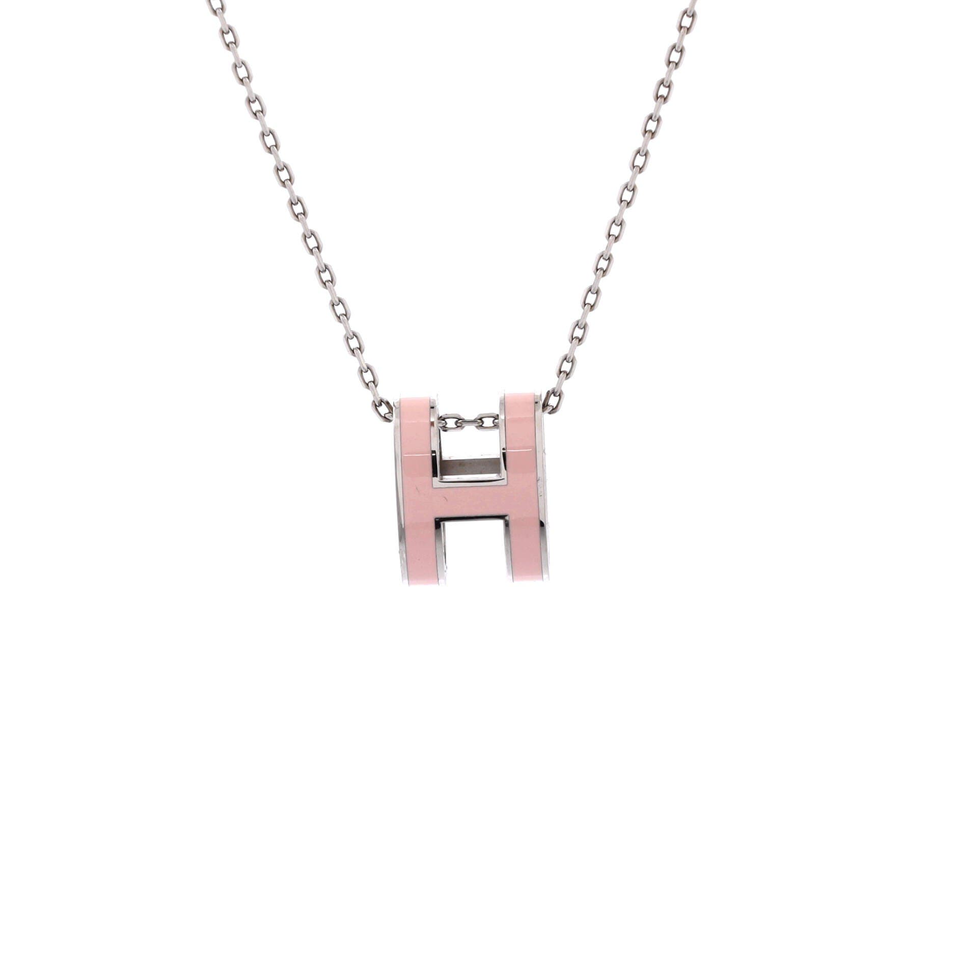 Pop H Pendant Chain Necklace Metal and Enamel, Main, color, Pink