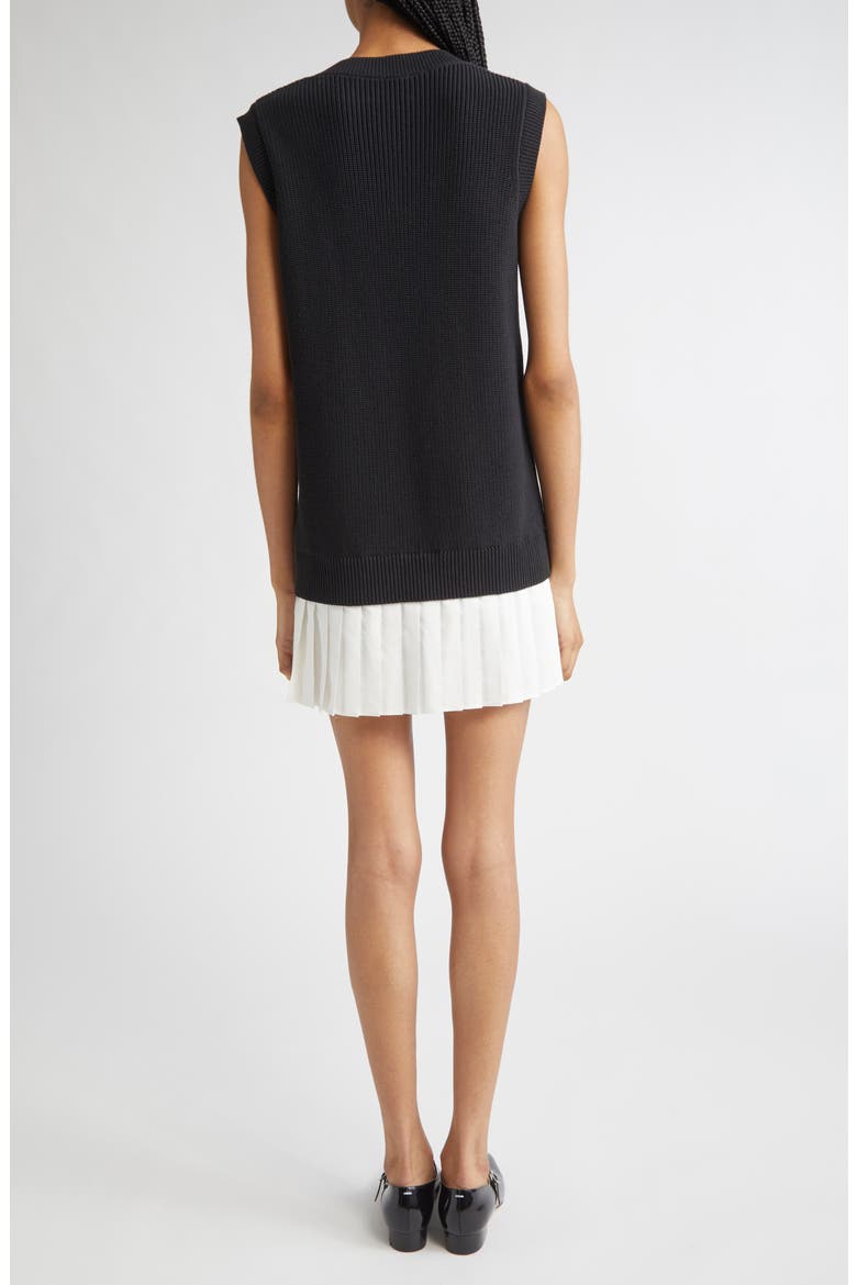 Indiana Mixed Media Cotton Blend Minidress, Alternate, color, BLACK/ WHITE