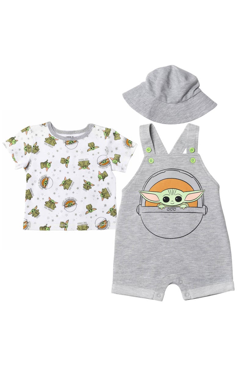 Star Wars Shortall T-Shirt & Hat Set, Main, color, Baby Yoda Gray Gray