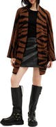 AllSaints Zoe Tiger Stripes Wool & Alpaca Blend Open Front Cardigan
