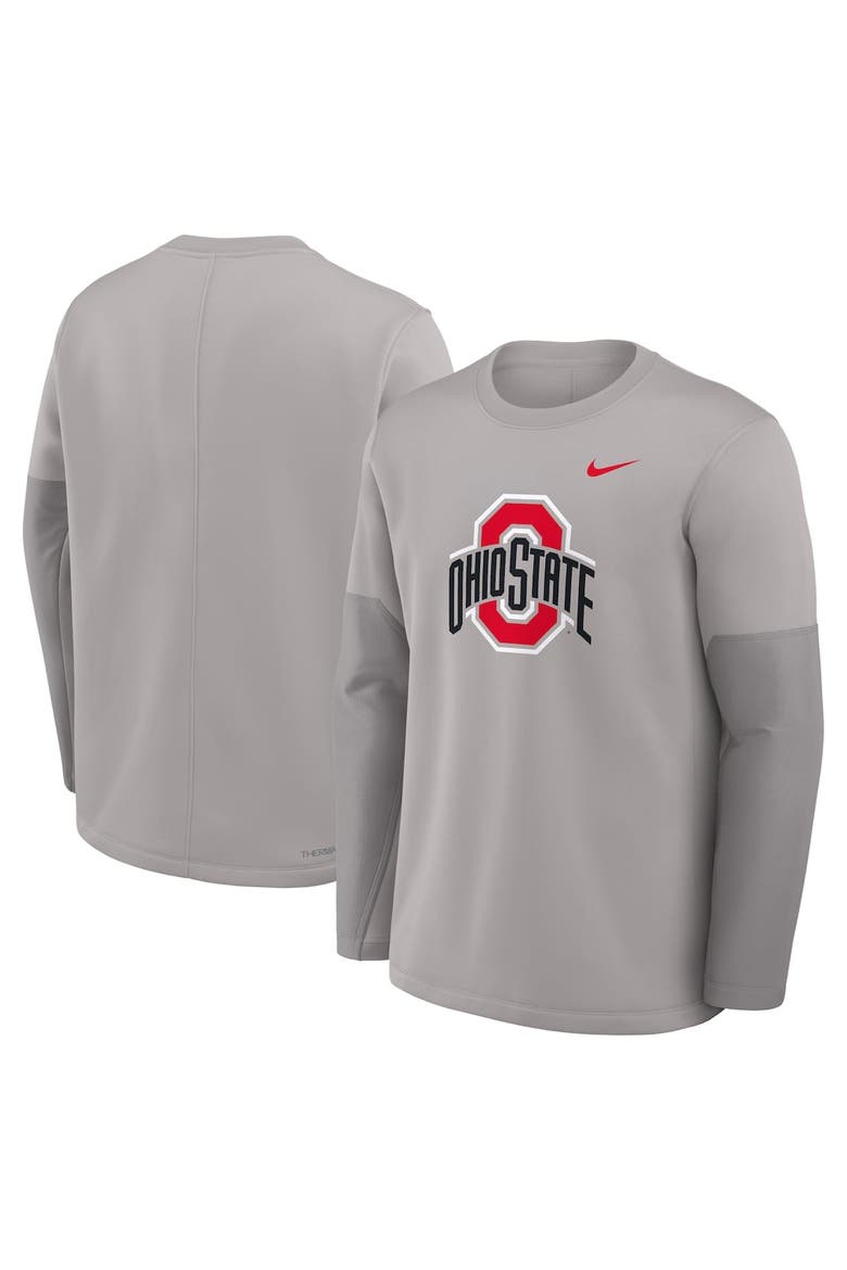 Men's Nike Gray Ohio State Buckeyes 2025 Sideline Coach Performance Long Sleeve T-Shirt, Alternate, color, Gray
