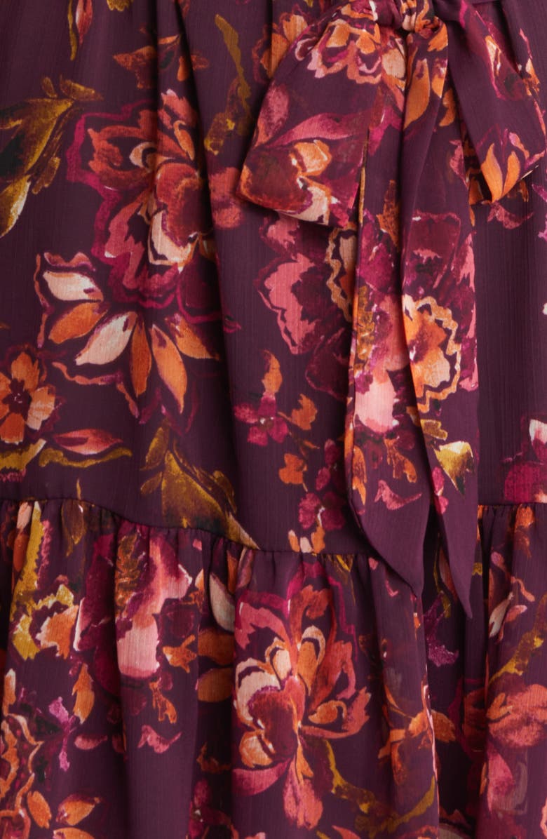 Vince Camuto Floral Long Sleeve Chiffon Fit and Flare Dress, Alternate, color, 