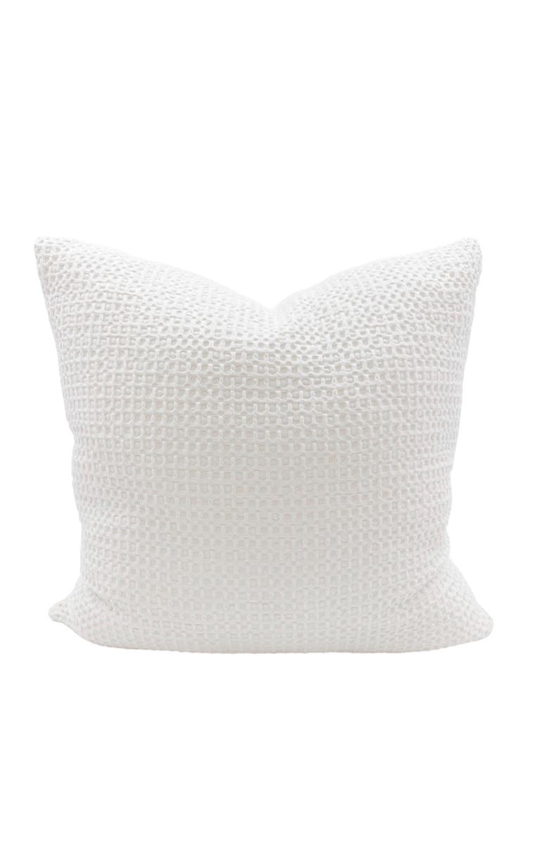 Anaya Cotton Ivory Waffle Long Lumbar Pillow with Down Alternative Insert, Main, color, White