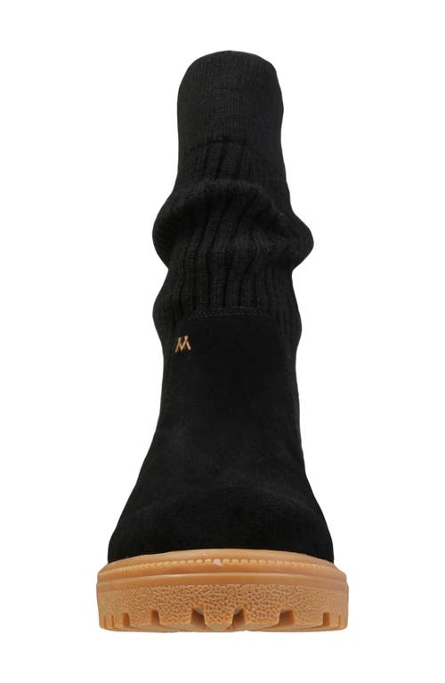 Mykos Suede & Knit Boot In Black