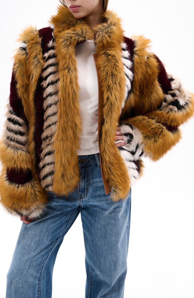 Mixed Faux Fur Coat