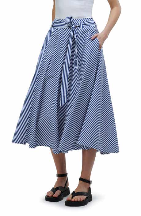 Madewell Stripe Flare Poplin Midi Skirt