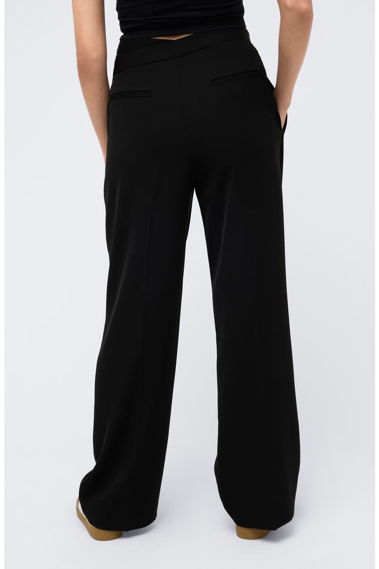 Crisscross Waist Wide Leg Pants, Alternate, color, BLACK