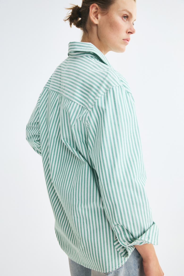 Oxford Shirt, Alternate, color, Green/white striped
