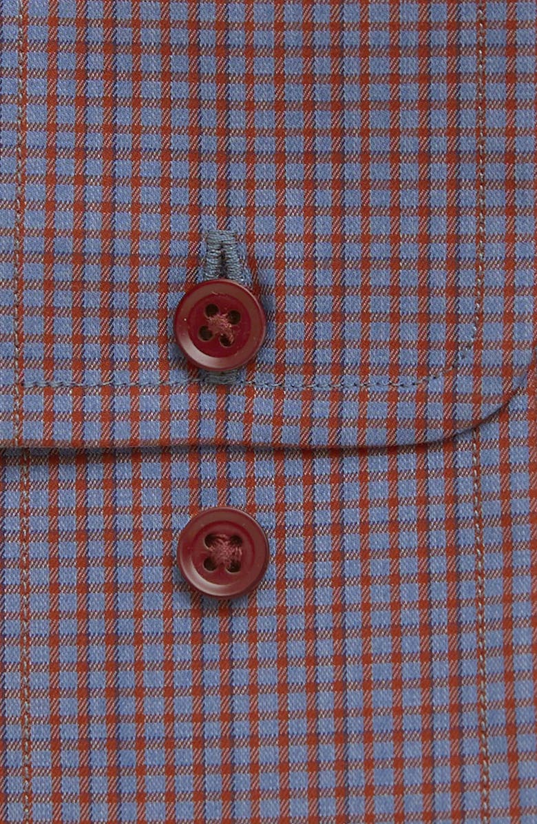 David Donahue Fusion Trim Fit Stretch Check Dress Shirt, Alternate, color,
