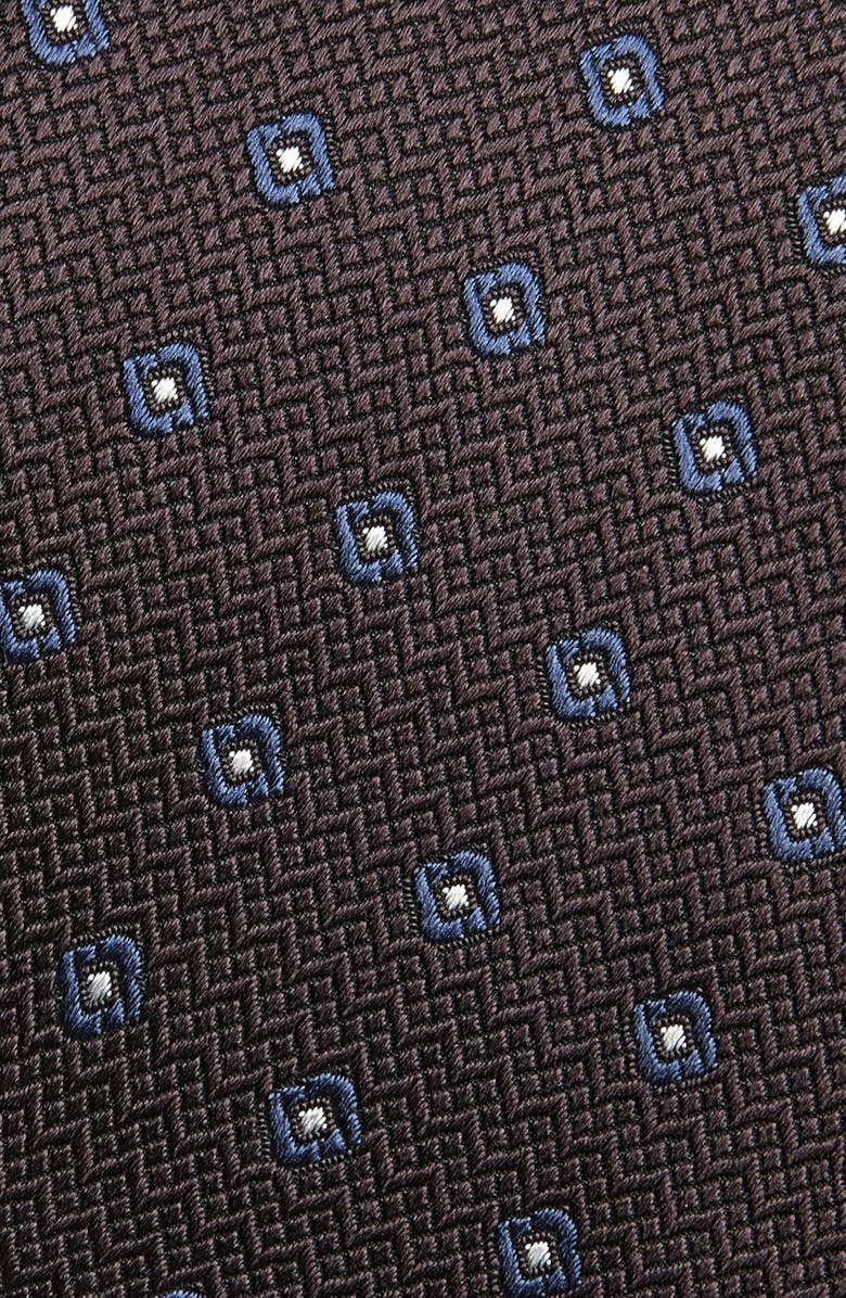 ZEGNA TIES Geometric Silk Tie, Alternate, color, Dark Brown Fan
