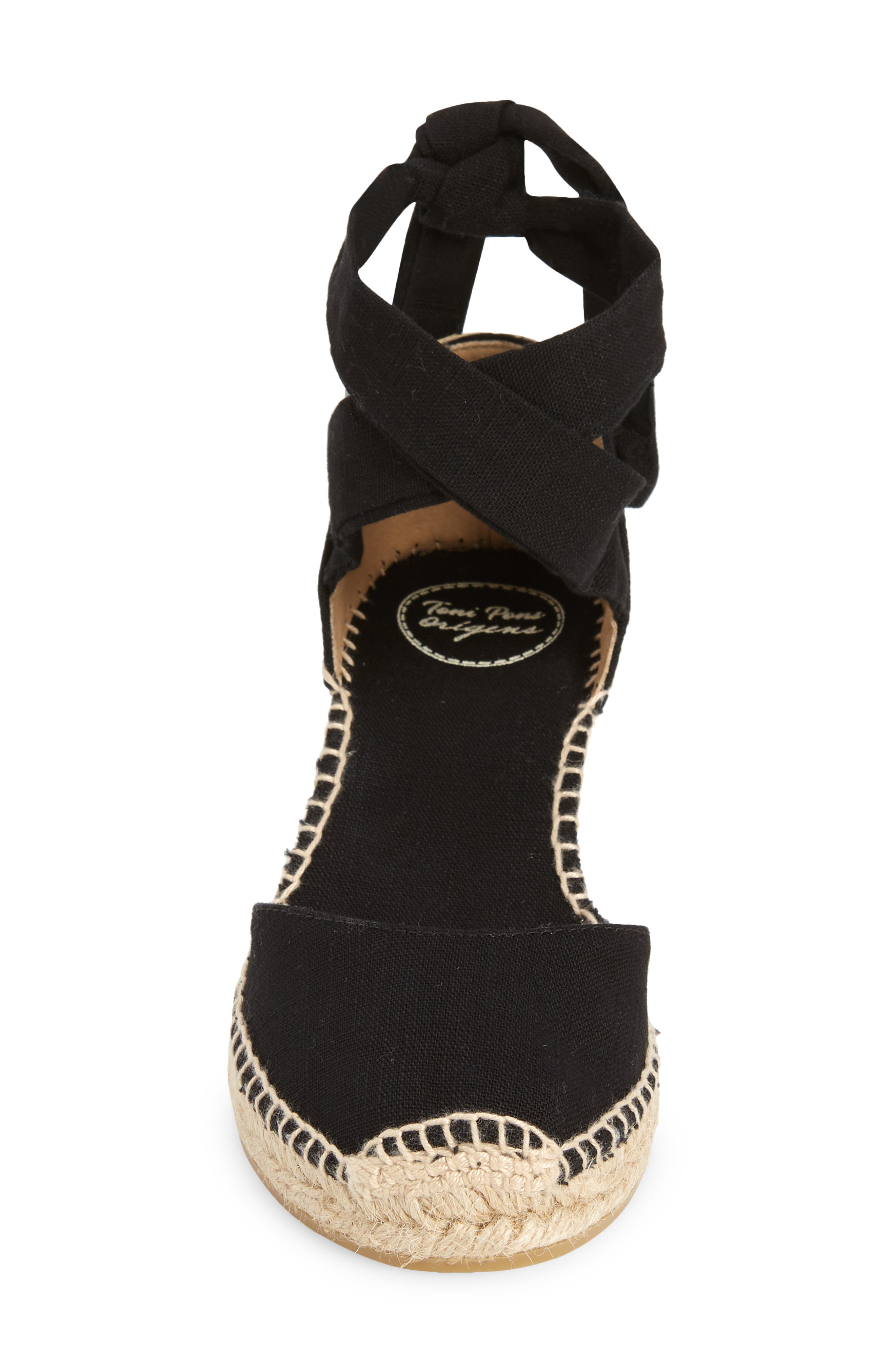 Toni Pons Julia Anke Wrap Wedge Espadrille, Alternate, color, Black Fabric