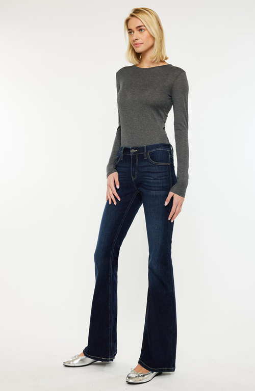 Kancan Samuel Mid Rise Flare Jeans In Blue
