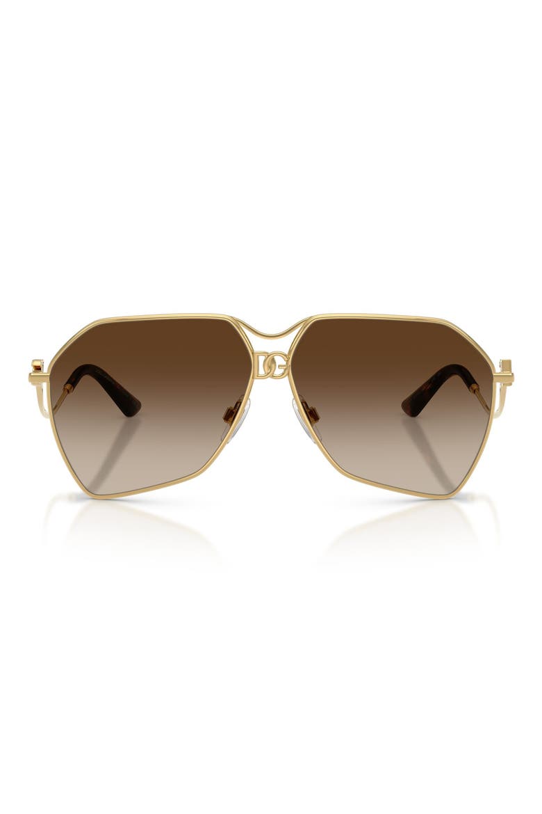 62mm Gradient Pilot Sunglasses, Main, color, GOLD / GRADIENT BROWN