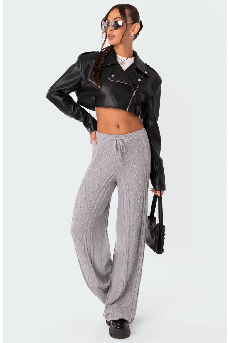 Kasey Cable Knit Cotton Pants, Alternate, color, GRAY