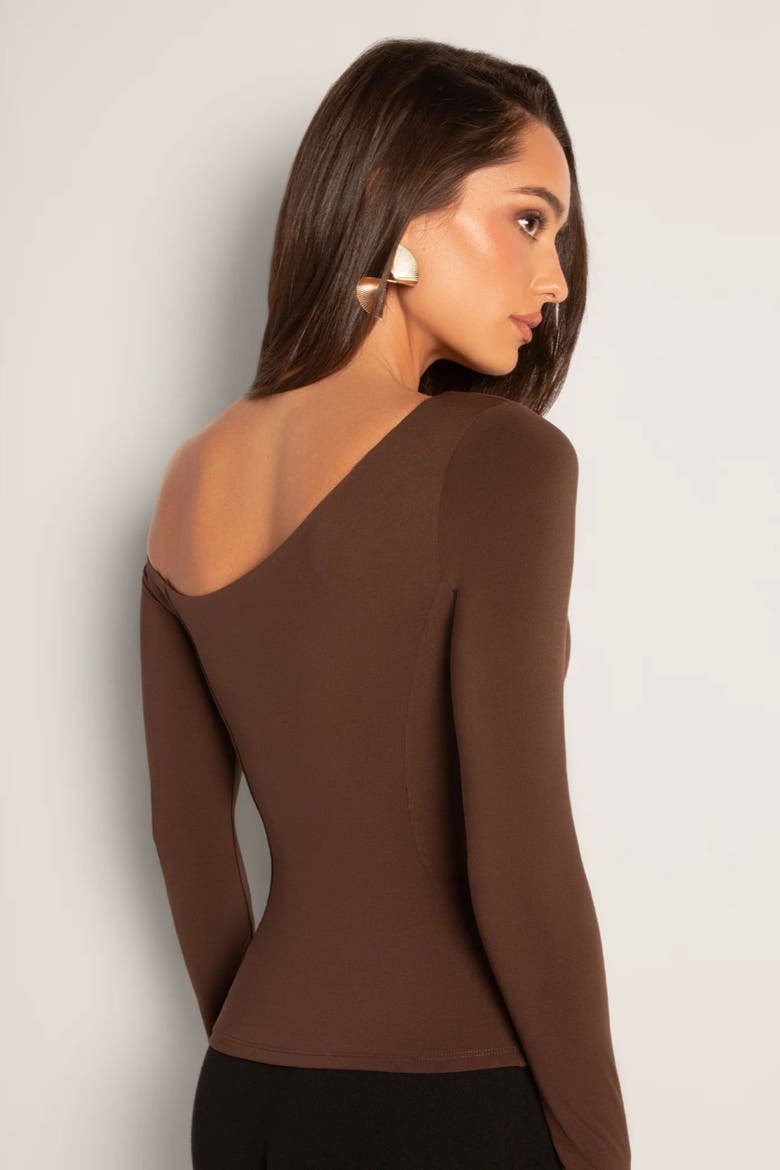 Mega Sculpting One-Shoulder Long Sleeve Top, Alternate, color, Slinky Espresso