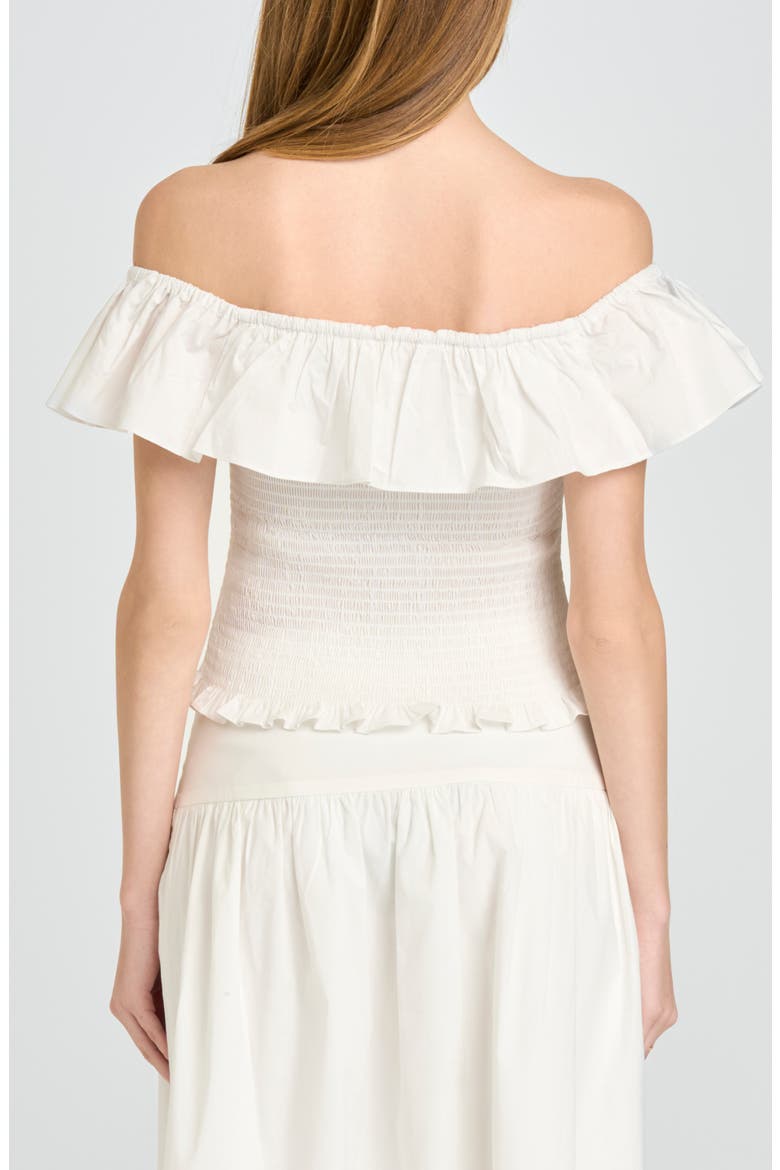 Delilah Shirred Off the Shoulder Top, Alternate, color, IVORY