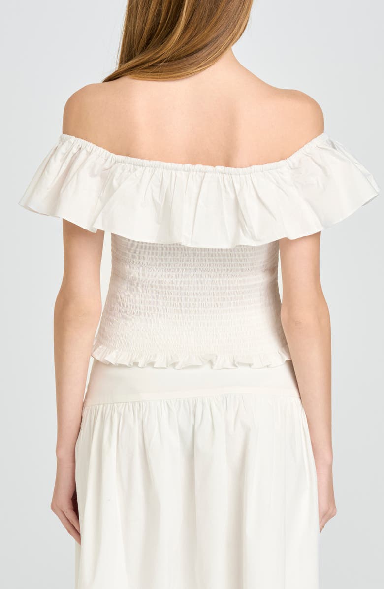WAYF Delilah Shirred Off the Shoulder Top, Alternate, color, Ivory