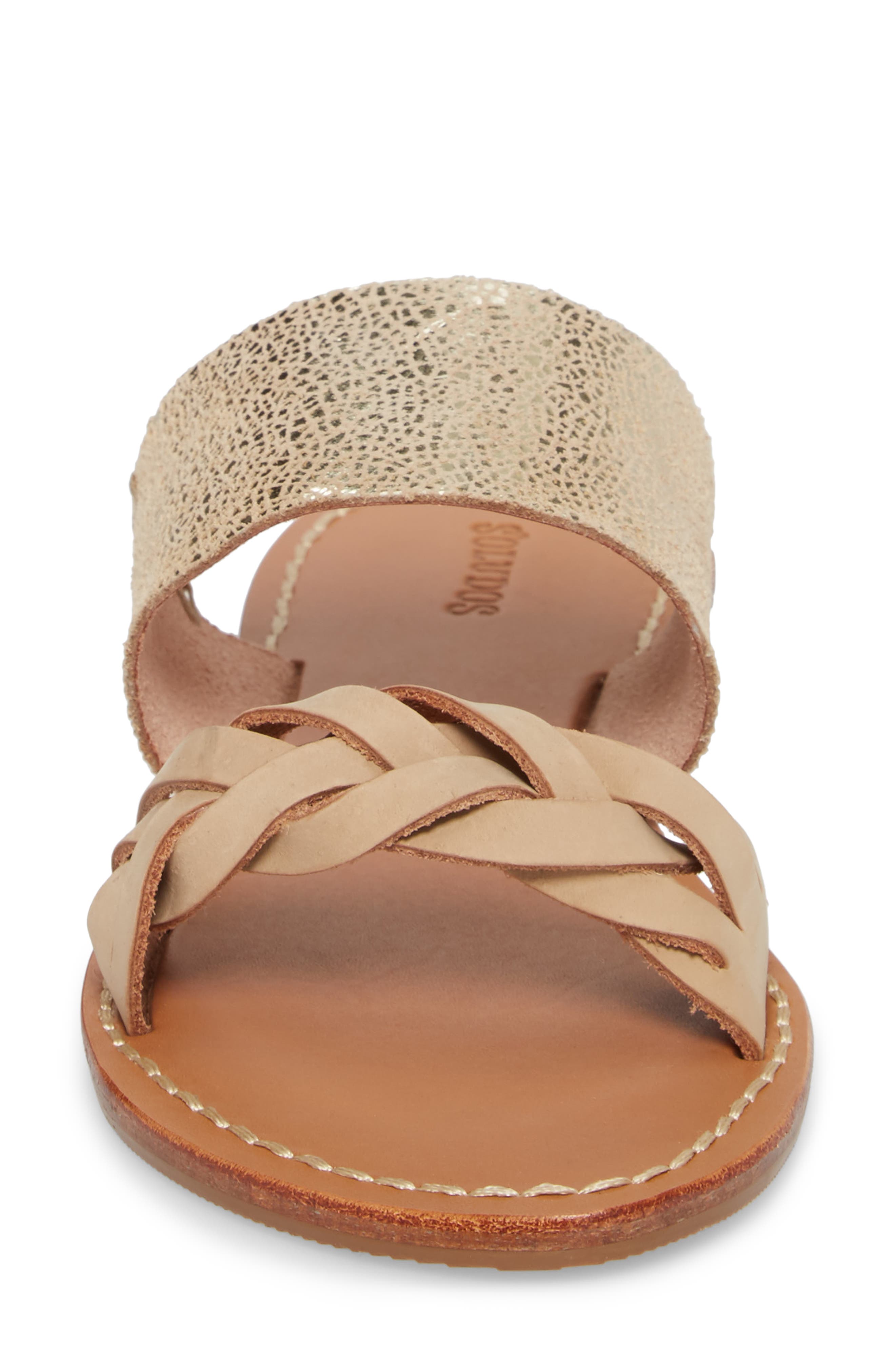 Slide Sandal, Alternate, color, NUDE/ PALE GOLD LEATHER