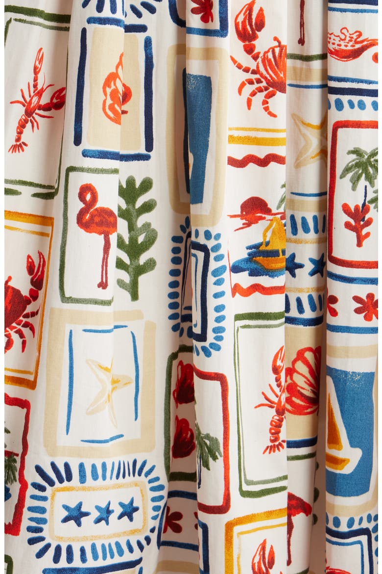 Postcard Print Cotton Midi Dress, Alternate, color, BEIGE MULTI