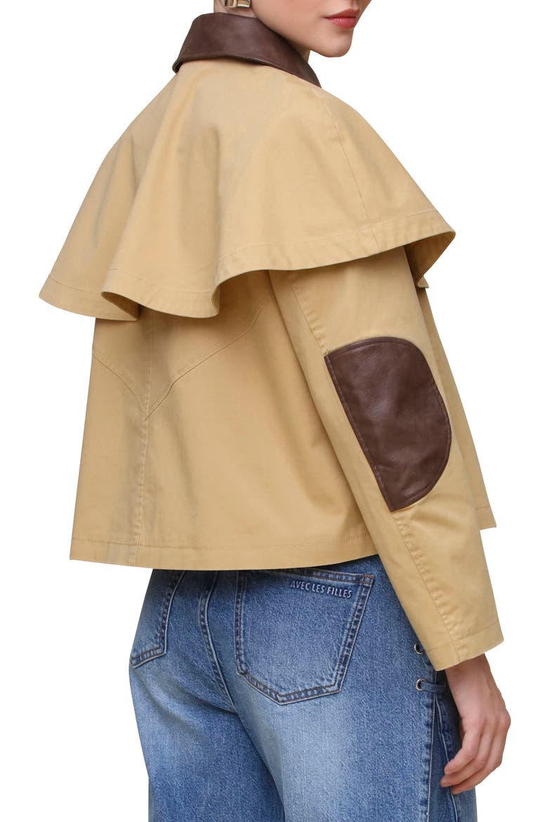 Crop Cape Trench Jacket, Alternate, color, KHAKI