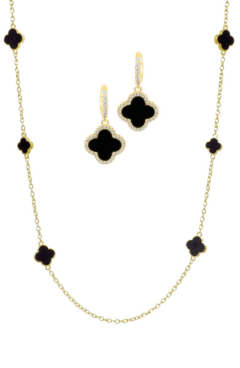 Adornia Clover Drop Earrings & Station Necklace Set, Main, color, Gold