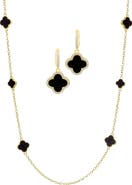 Adornia Clover Drop Earrings & Station Necklace Set