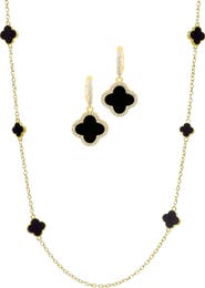Adornia Clover Drop Earrings & Station Necklace Set