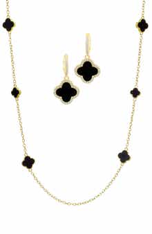 Adornia Clover Drop Earrings & Station Necklace Set