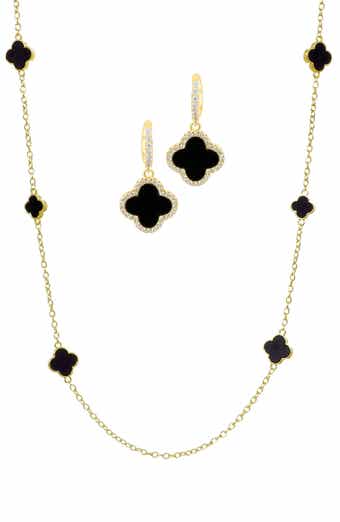 Clover Drop Earrings & Station Necklace Set