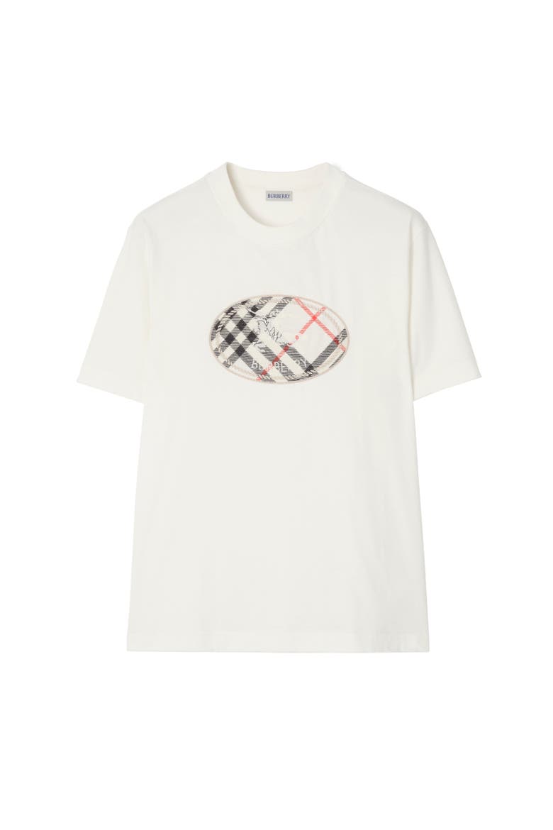 Check Knight Stamp Cotton T-shirt, Alternate, color, Chalk white