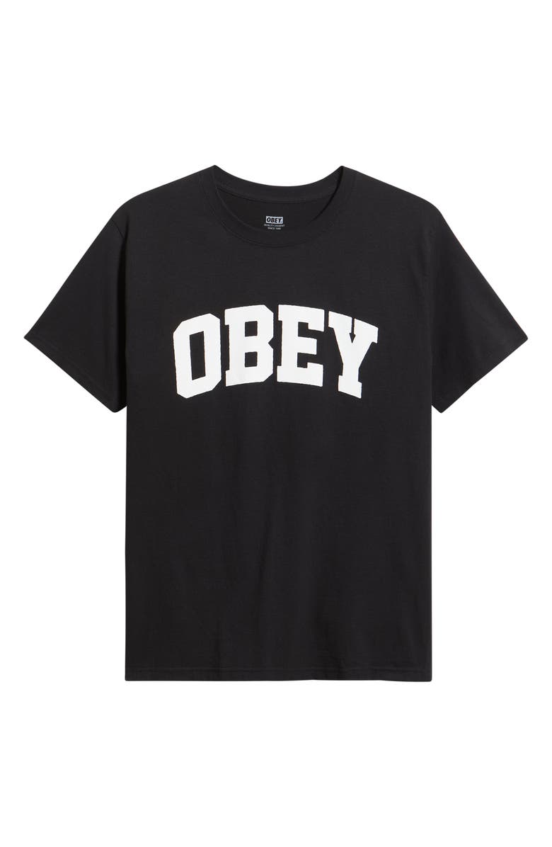 Obey Collegiate Graphic T-Shirt, Main, color, Black