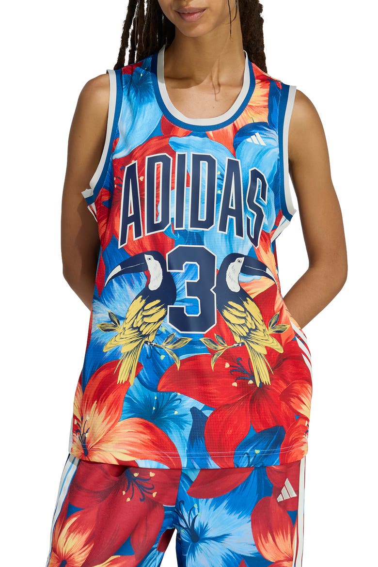 x FARM Rio Jersey Tank, Main, color, LIGHT BLUE/ CREAM/ MARINE